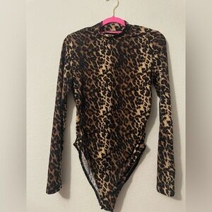 Leopard Print Long Sleeve Bodysuit